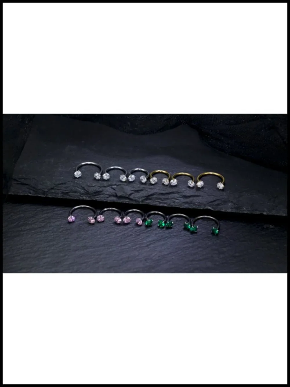 ASTM F136 Titanium Septum Nose Ring Hoop Piercing Jewelry Set Internal Thread CZ